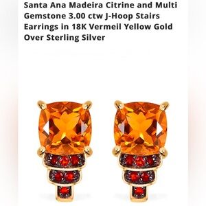 Santa Ana Madeira Citrine & Multi Gemstone 3.00 ctw J-Hoop Stairs Earrings. New!